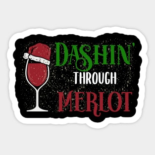 Dashing through Merlot | Xmas Christmas Wine Sticker